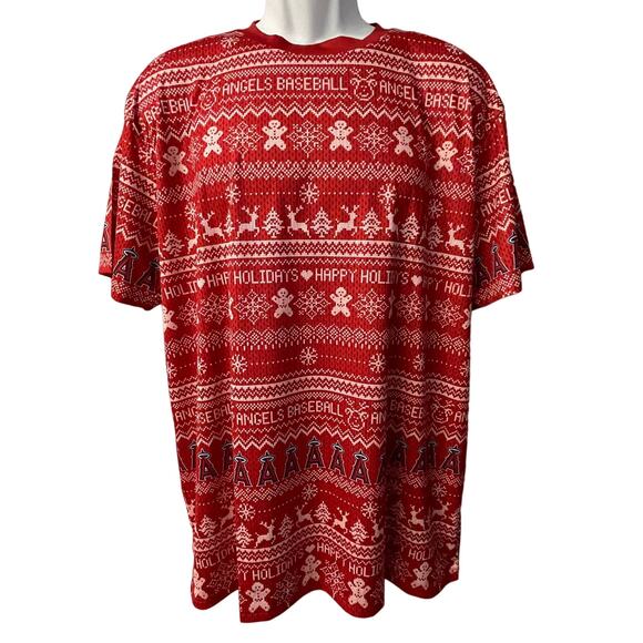 MLB Los Angeles Angels Baseball Happy Holidays Ugly Christmas T Shirt Size XL - Picture 1 of 6